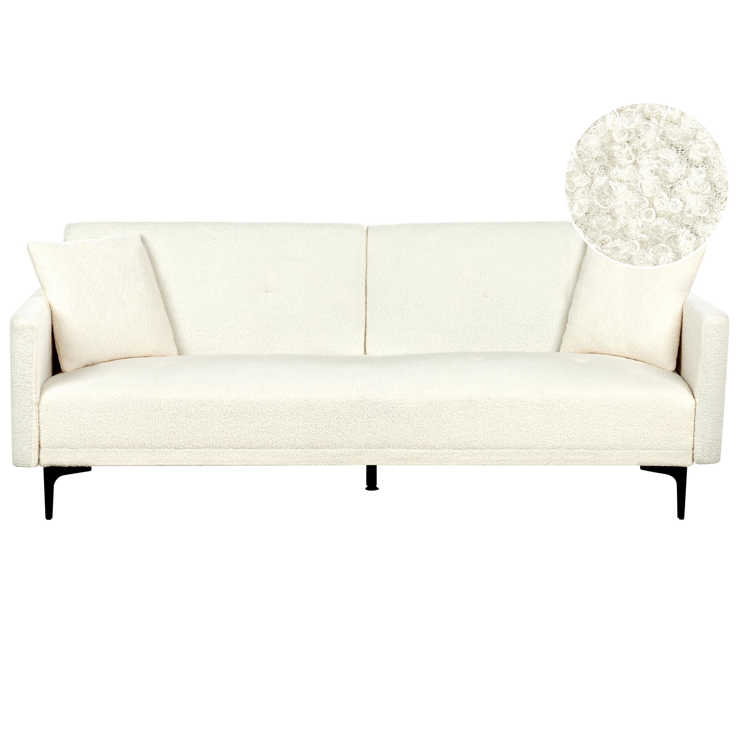 3-SITZER-SCHLAFSOFA Bouclé cremeweiß/schwarz Lucan - Schwarz/Weiß, Textil (191/75/91cm) - Beliani