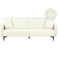 3-SITZER-SCHLAFSOFA Bouclé cremeweiß/schwarz Lucan - Schwarz/Weiß, Textil (191/75/91cm) - Beliani