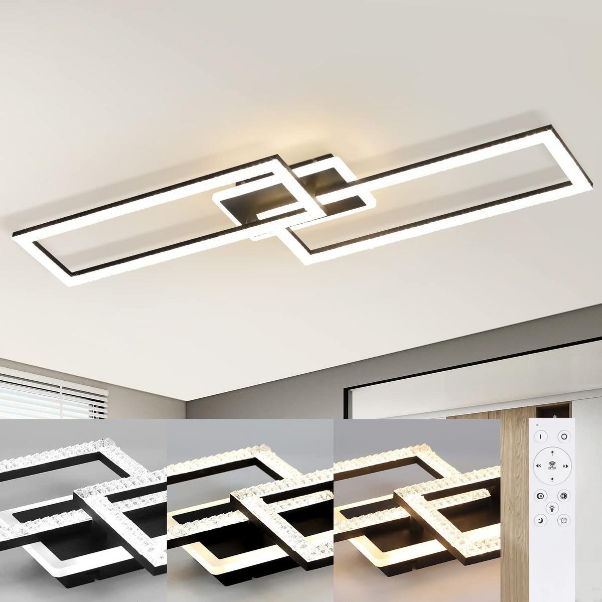 LED-DECKENLEUCHTE Kranzwacht 25.5/7.5/80.0 cm - Schwarz, Glas (80/25.5/7.5cm) - ZMH