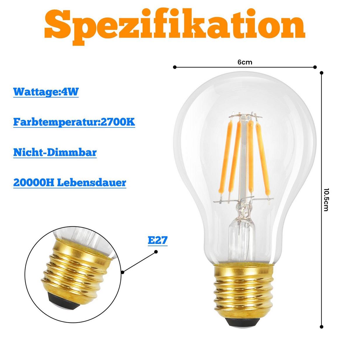 LED-LEUCHTMITTEL Alvira II 10.5/6/6cm(6er-set) - Transparent, Glas (6/6cm) - Nettlife