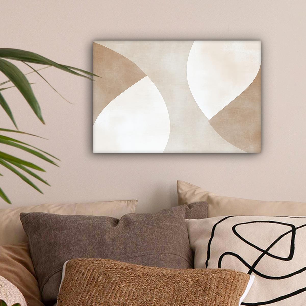 LEINWANDBILD Braun - Japandi - Abstrakt Deko Schlafzimmer 30x20 cm - Sandfarben, Textil (30/20cm) - MuchoWow