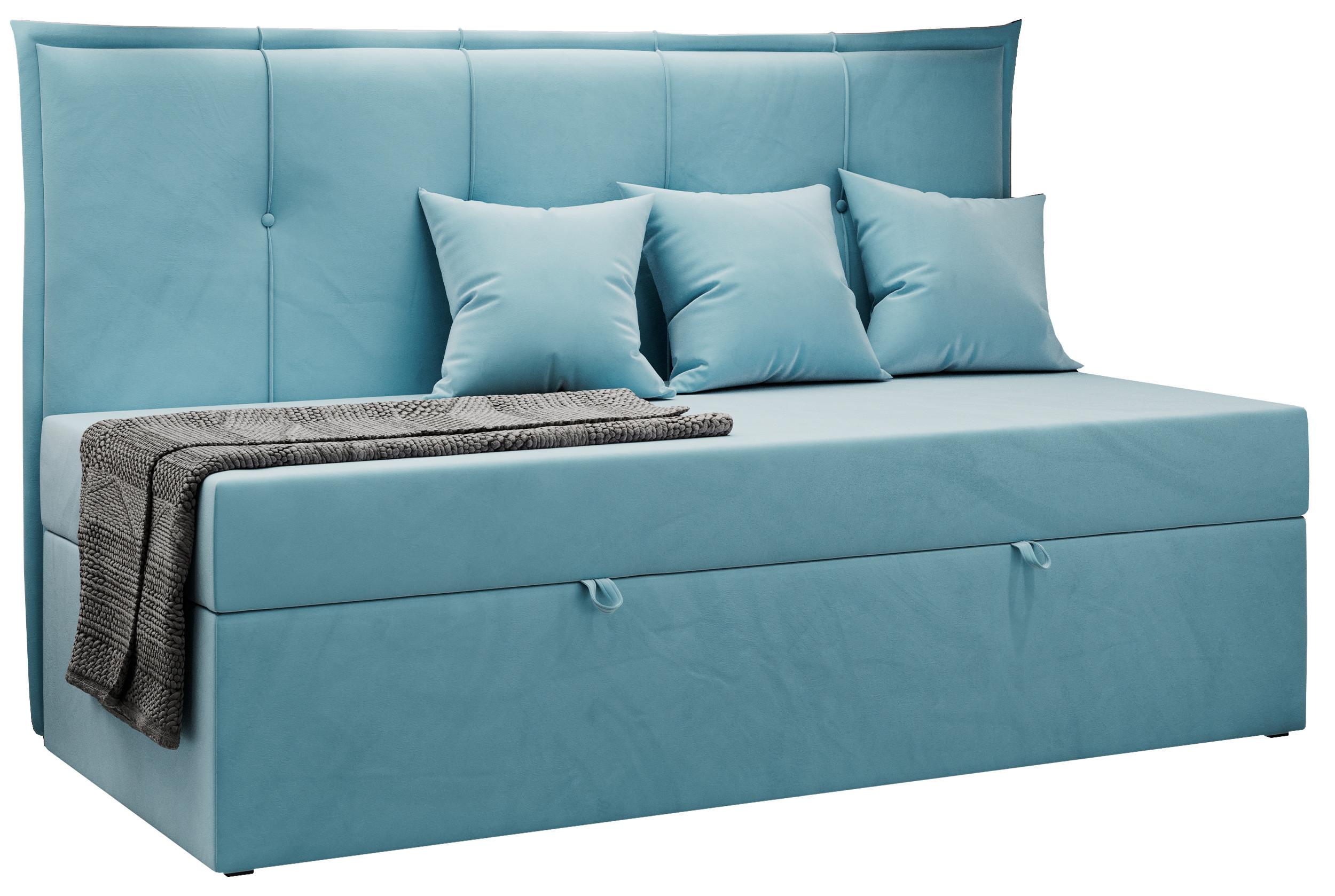 BOXBETT BANCO 90/200 Blau Velvet - H3 - Blau, Holz/Textil (90/200cm) - MKS