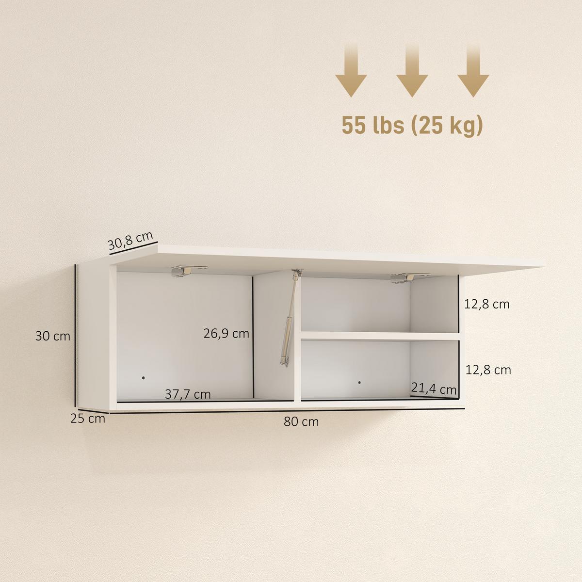 WANDSCHRANK Spanplatte Weiß - Weiß, Holzwerkstoff (25/30/80cm) - HOMCOM