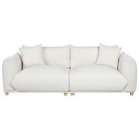 3-SITZER-SOFA cremeweiß mit Kissen Luvos - Hellbraun/Weiß, Textil (220/75/104cm) - Beliani