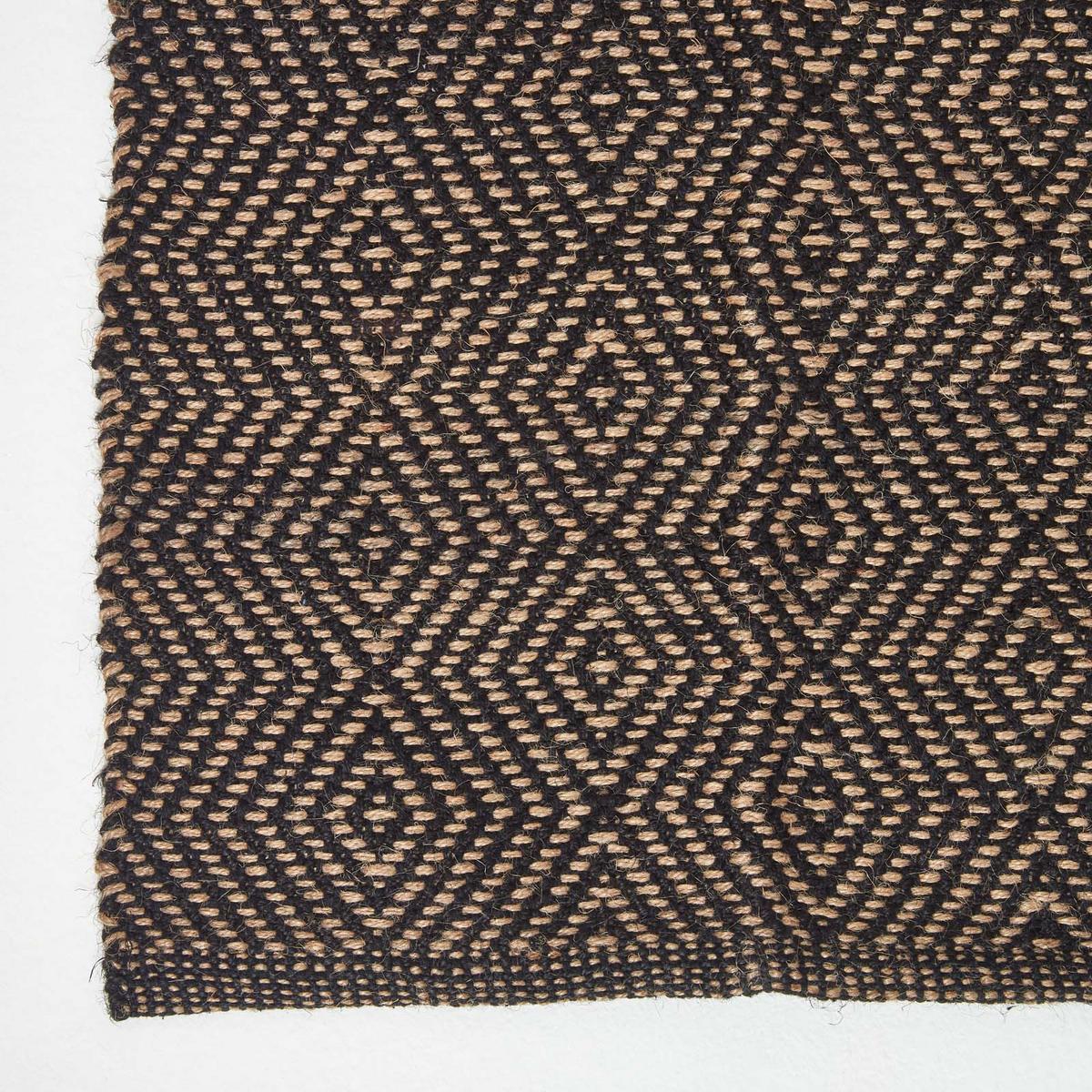 JUTETEPPICH-LÄUFER geometrisch gemustert 66/200 cm - Schwarz, Naturmaterialien (66/200cm) - Homescapes
