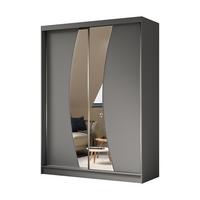 SCHWEBETÜRENSCHRANK VOCE 160/216/61 cm 2-türig mit Spiegel Grau - Grau, Holzwerkstoff (160/216/61cm) - MASSENO