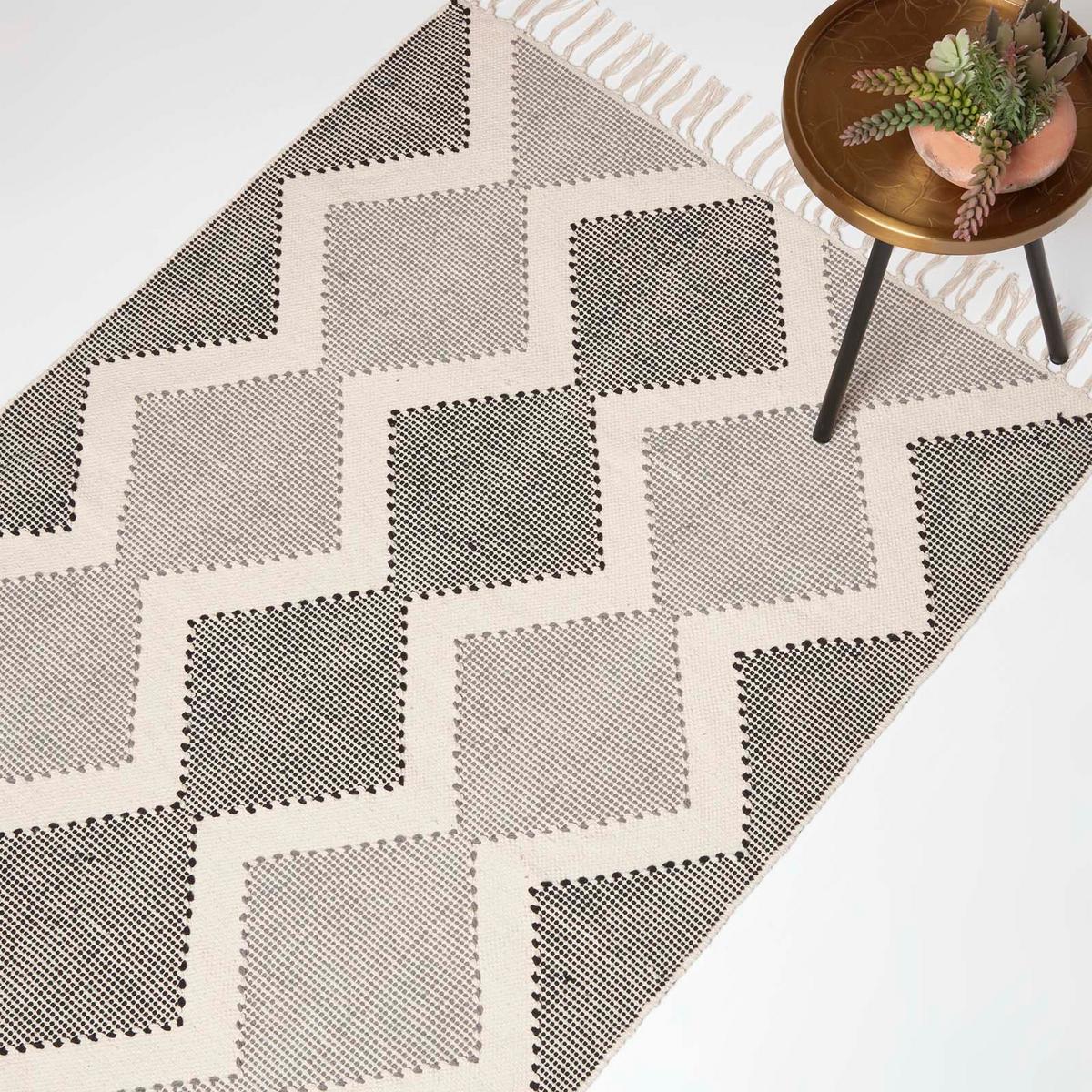 HANDWEBTEPPICH Malmö geometrisch gemustert 120/170 cm - Grau, Textil (120/170cm) - Homescapes