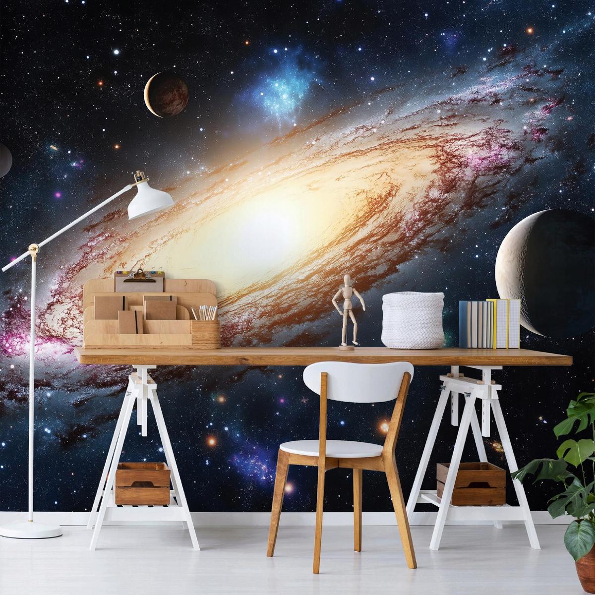 FOTOTAPETE Kinderzimmer Galaxie Kosmos Kindertapete 250x175 - Multicolor, Papier (250/175cm) - Wallarena
