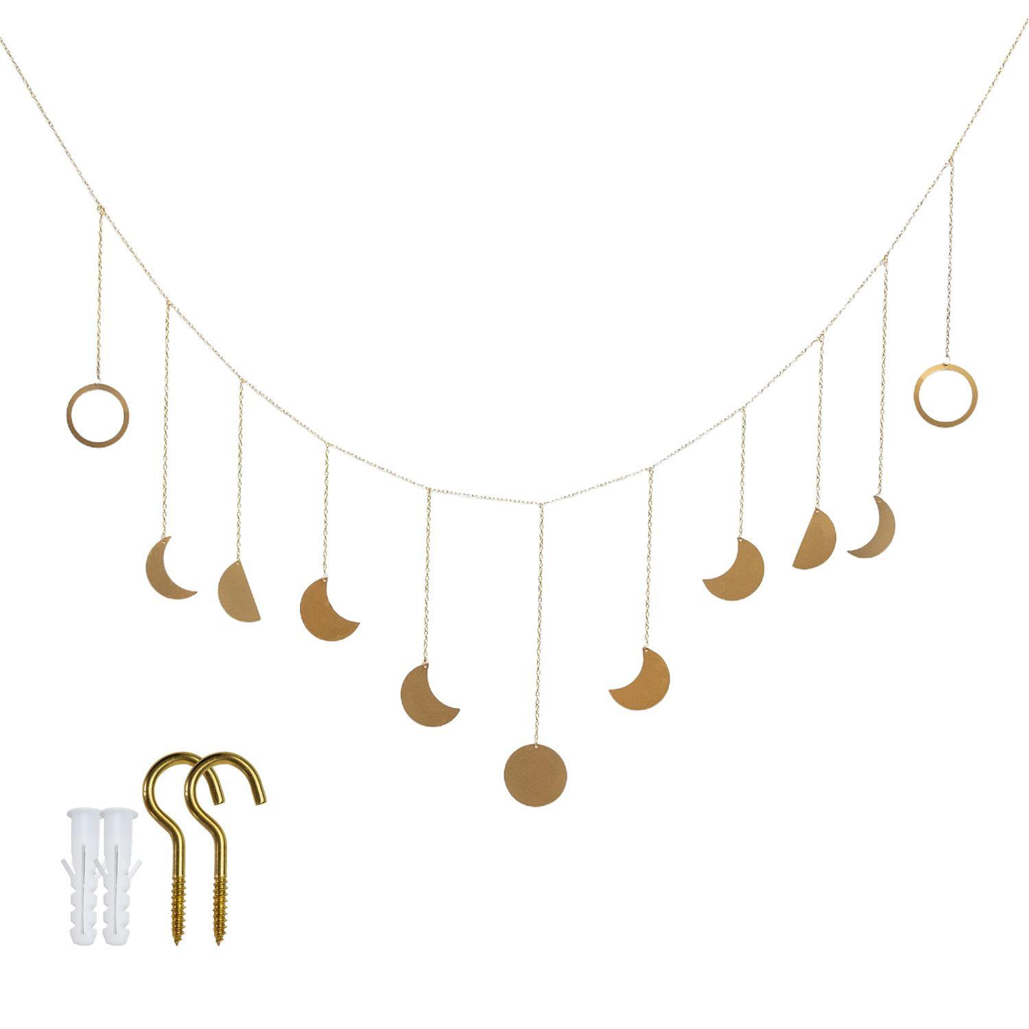 MONDPHASEN DEKO GIRLANDE 114 /28 cm - Goldfarben, Metall (28/1/141cm) - Intirilife