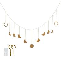 MONDPHASEN DEKO GIRLANDE 114 /28 cm - Goldfarben, Metall (28/1/141cm) - Intirilife