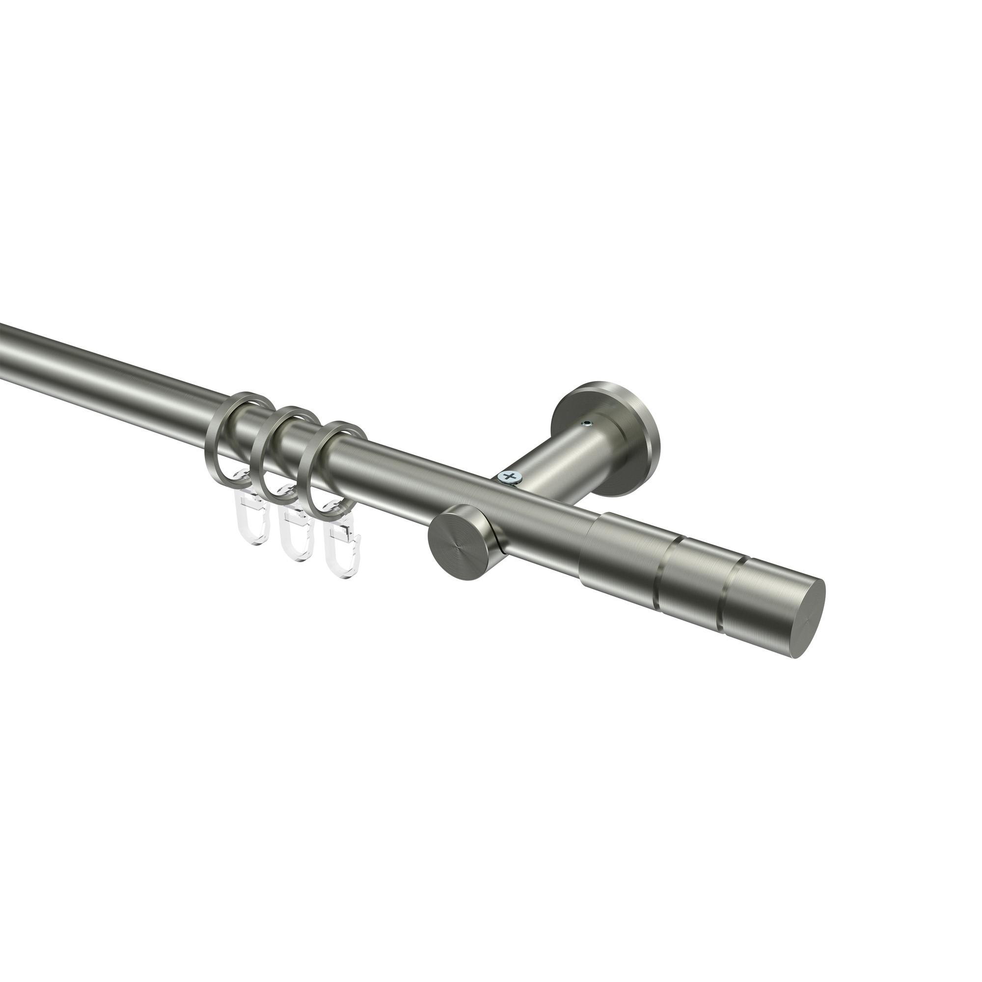 GARDINENSTANGE Platon Elanto 120 cm, 1-läufig, 20 mm Ø Edelstahl-Optik - Edelstahlfarben, Metall (120cm) - INTERDECO