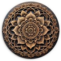WANDBILD Mandala - Holz - Blumen - Braun Deko Groß 150x150 cm - Gelb, Kunststoff (150/150cm) - MuchoWow