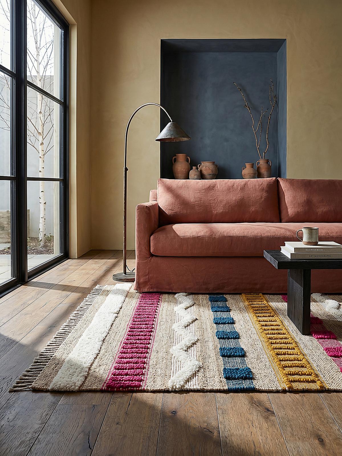 JUTETEPPICH handgewebt mit Fransen WHARFE, im Ethno-Stil, Bunt, 160 x 230 cm - Multicolor, Textil (230/160cm) - KADIMA DESIGN