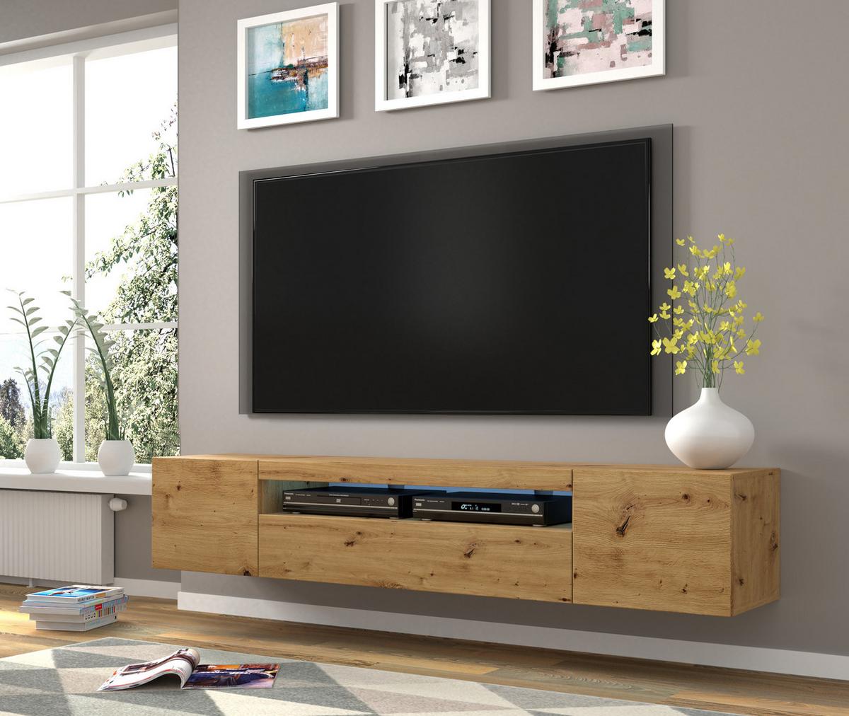 TV LOWBOARD Artisan Eiche 200/42/37 - Eiche Artisan, Holzwerkstoff (200/42/37cm) - RAUMHIRSCH FURNITURE