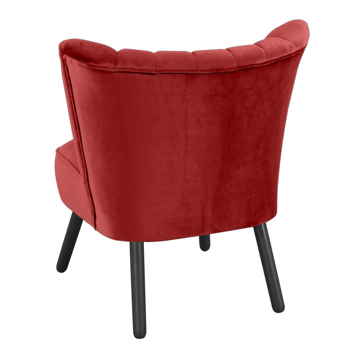 SESSEL Kadisha Bezug Samtvelours Buche schwarz lackiert / ziegel - Schwarz/Kirschrot, Kunststoff (70/80/66cm) - 58aufmkessel