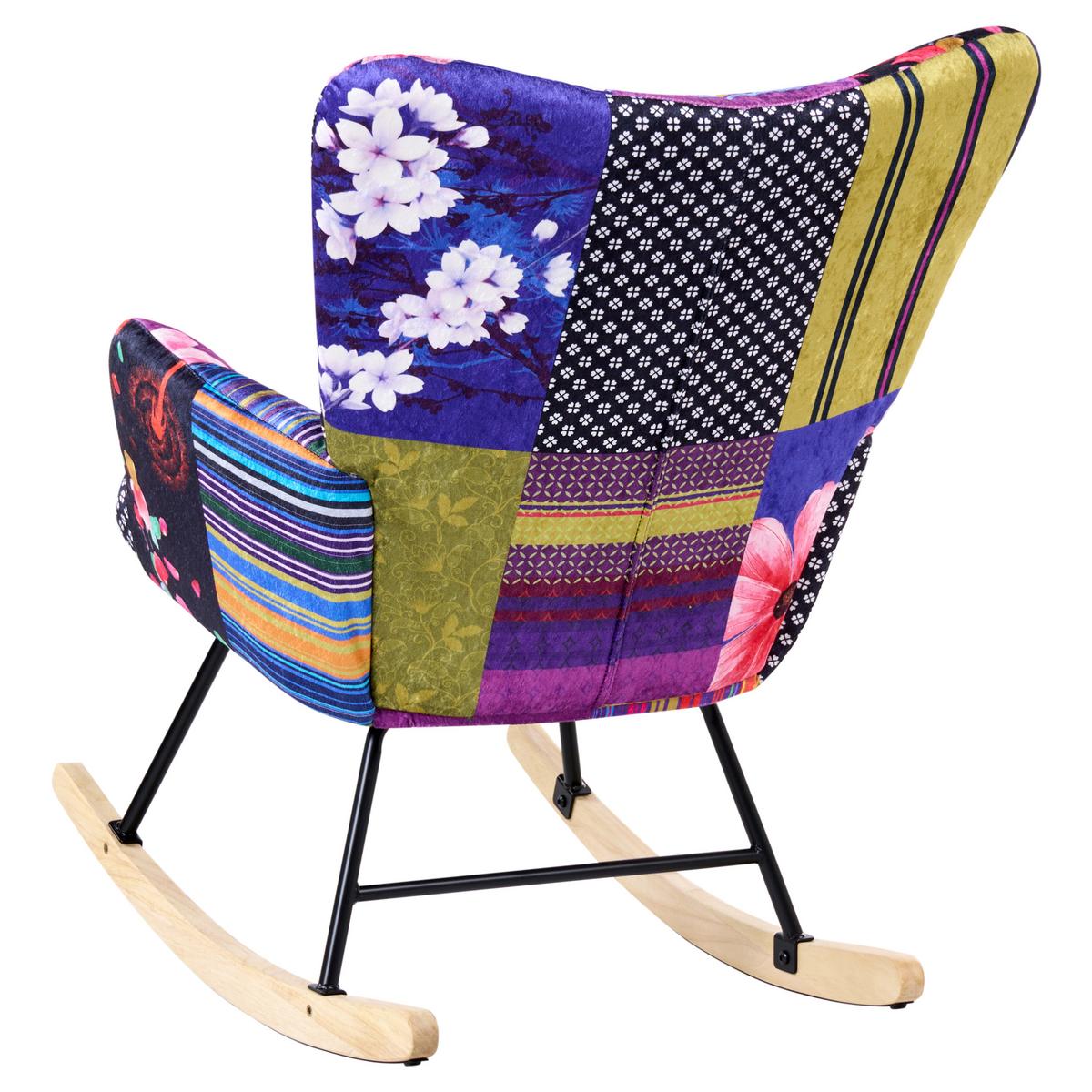 SCHAUKELSESSEL Samtstoff Bunt Oulu - Multicolor, Textil (71/104/83cm) - Beliani