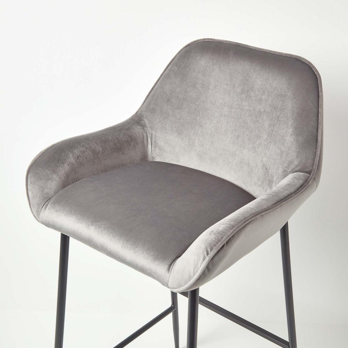 BARSTUHL Eton, Samt mit Rückenlehne - Grau, Textil (50/103/51cm) - Homescapes