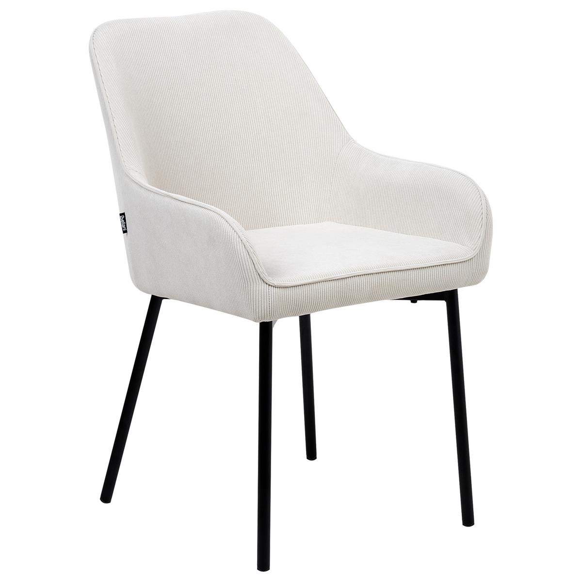 ESSZIMMERSTUHL 2er-Set Cremeweiß Loverna - Schwarz/Weiß, Textil (54/87/63cm) - Beliani
