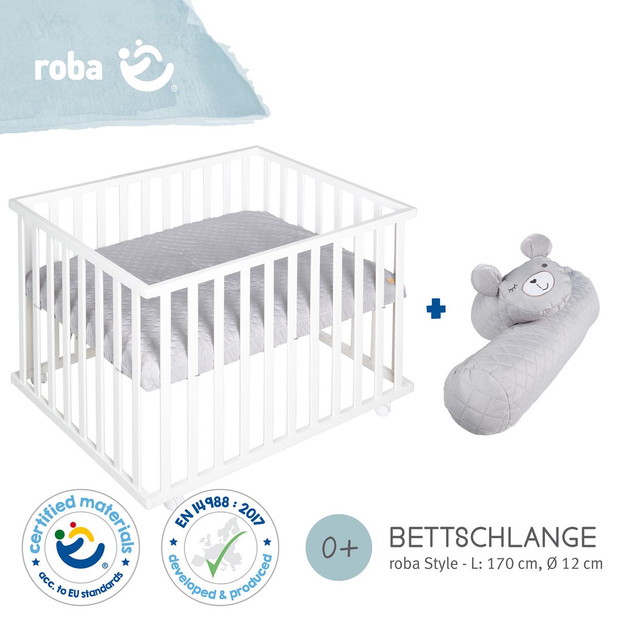 LAUFGITTER inkl. Bettschlange roba Style grau - Multicolor/Weiß, Holzwerkstoff (72.5/72/98cm) - Roba