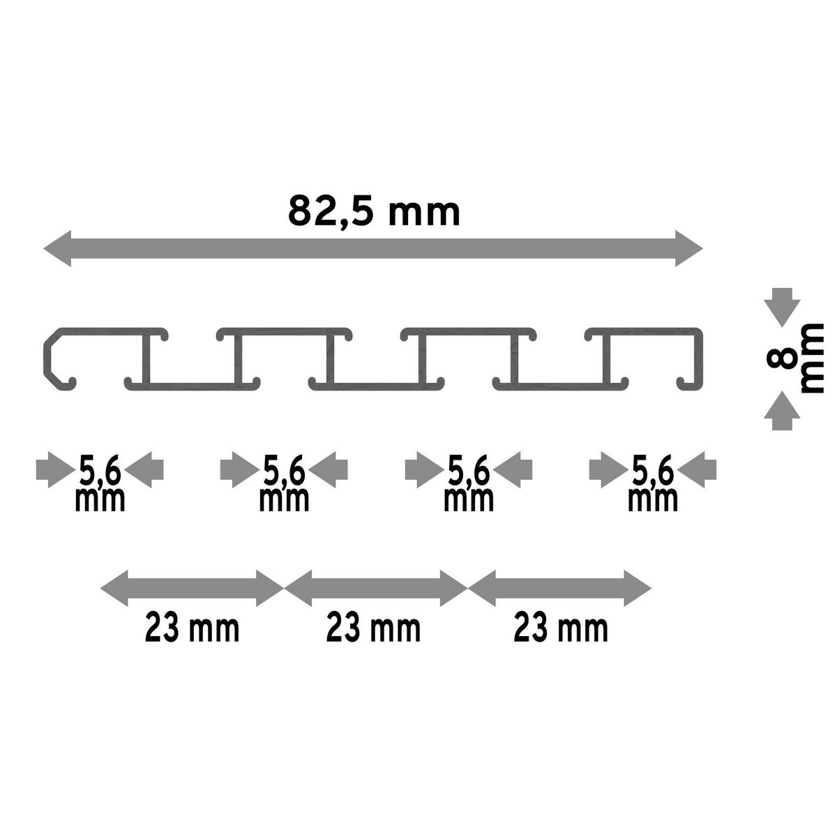 GARDINENSCHIENE Slimline 120 cm, 3-/4-läufig Silbergrau - Silberfarben/Alufarben, Metall (8.6/1.1/120cm) - INTERDECO