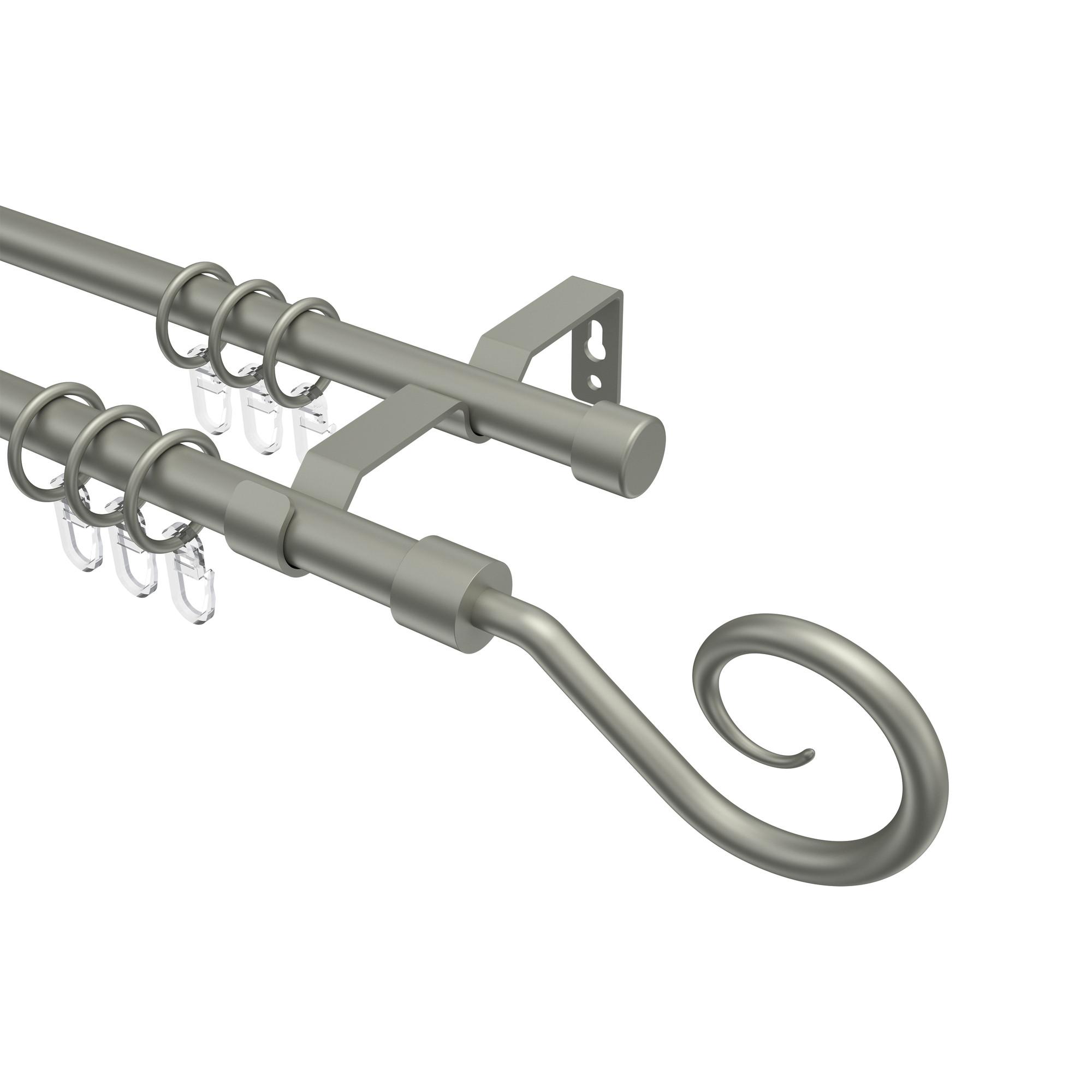 GARDINENSTANGE Olymp Allegra 400 cm (geteilt in 2 x 200 cm), 2-läufig, 16 mm Ø Chrom matt - Chromfarben/Nickelfarben, Metall (400cm) - INTERDECO