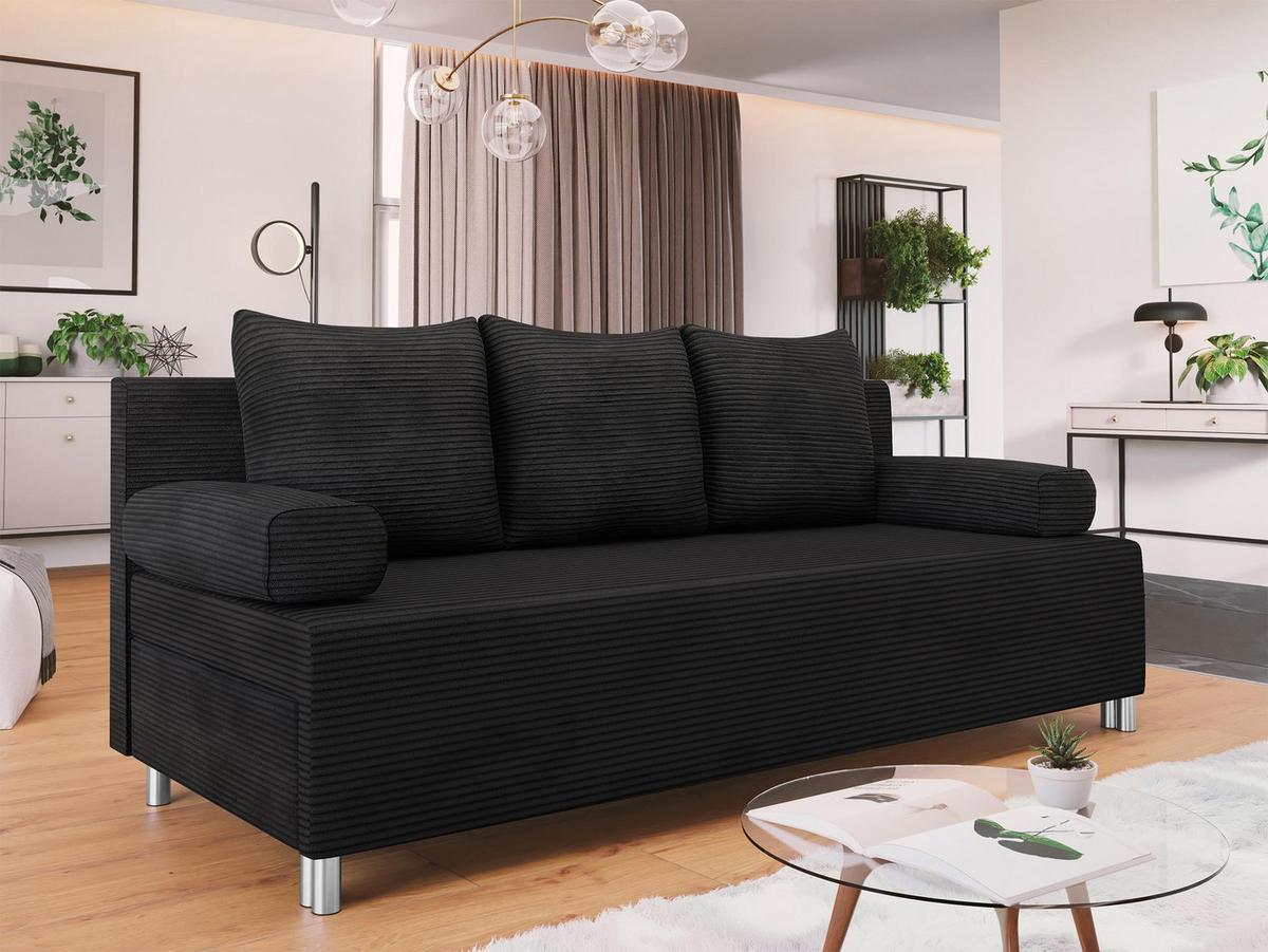 SCHLAFSOFA Dover Cord - Chromfarben/Schwarz, Holz/Kunststoff (192/86/80cm) - MIRJAN24