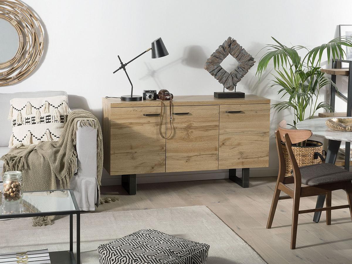 SCHRANK Hellbraun Timber - Braun, Holzwerkstoff (140/79/42cm) - Beliani