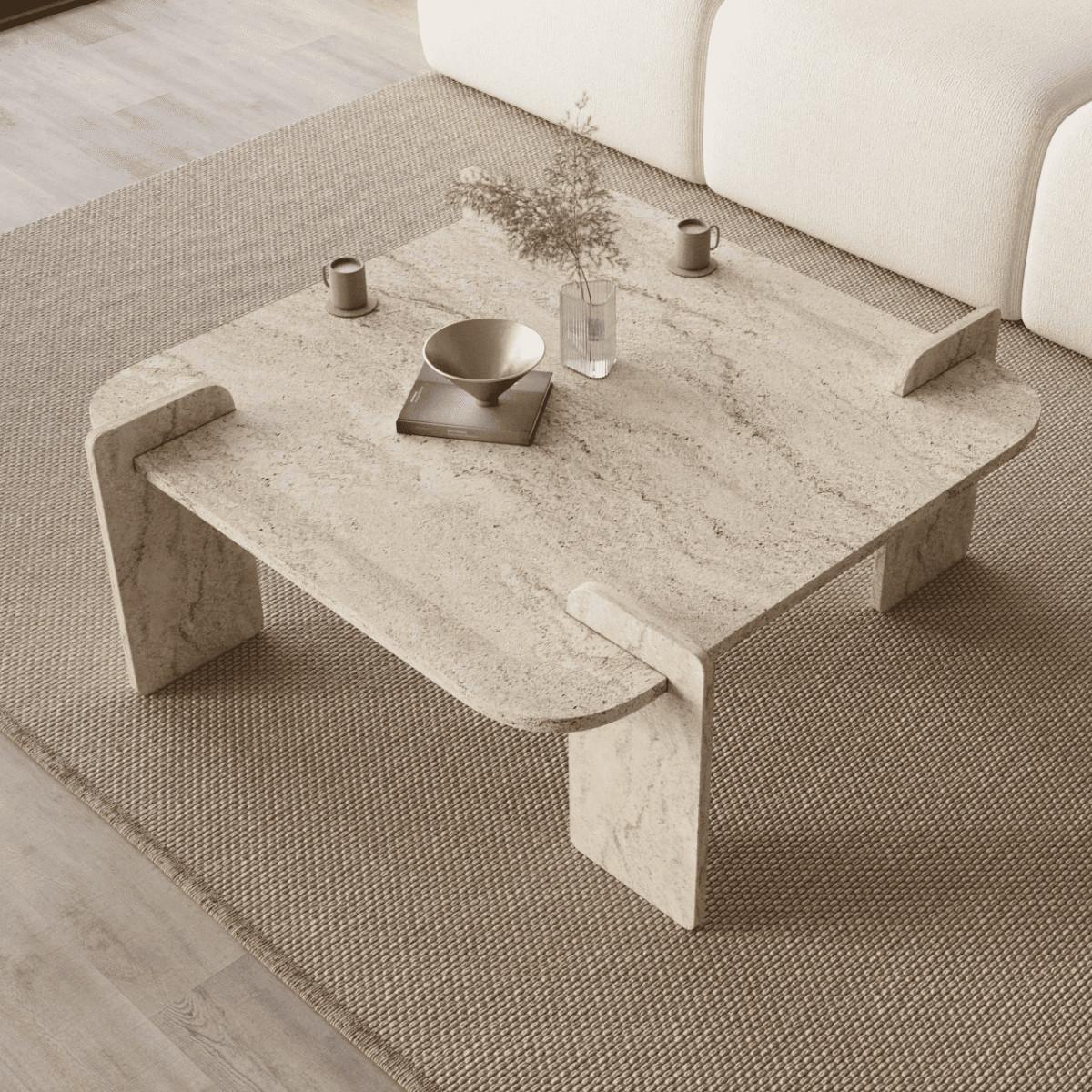 COUCHTISCH mit quadratischer platte 90/90/35 cm - Beige, Holzwerkstoff (8/90/35cm) - Calicosy
