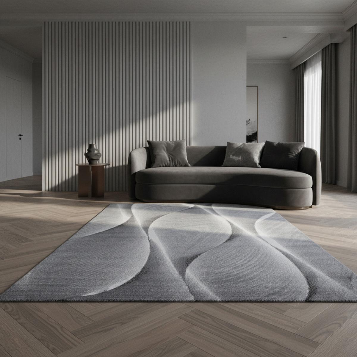 KURZFLORTEPPICH DRAU, mit Farbverlauf, Schwarz, 140 x 200 cm - Grau, Textil (200/140cm) - KADIMA DESIGN