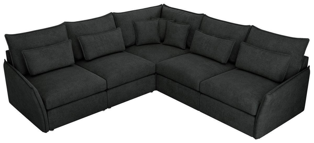 ECKSOFA VERSO L Dunkelgrau Struktur - Dunkelgrau/Schwarz, Kunststoff/Textil (270/270cm) - MKS
