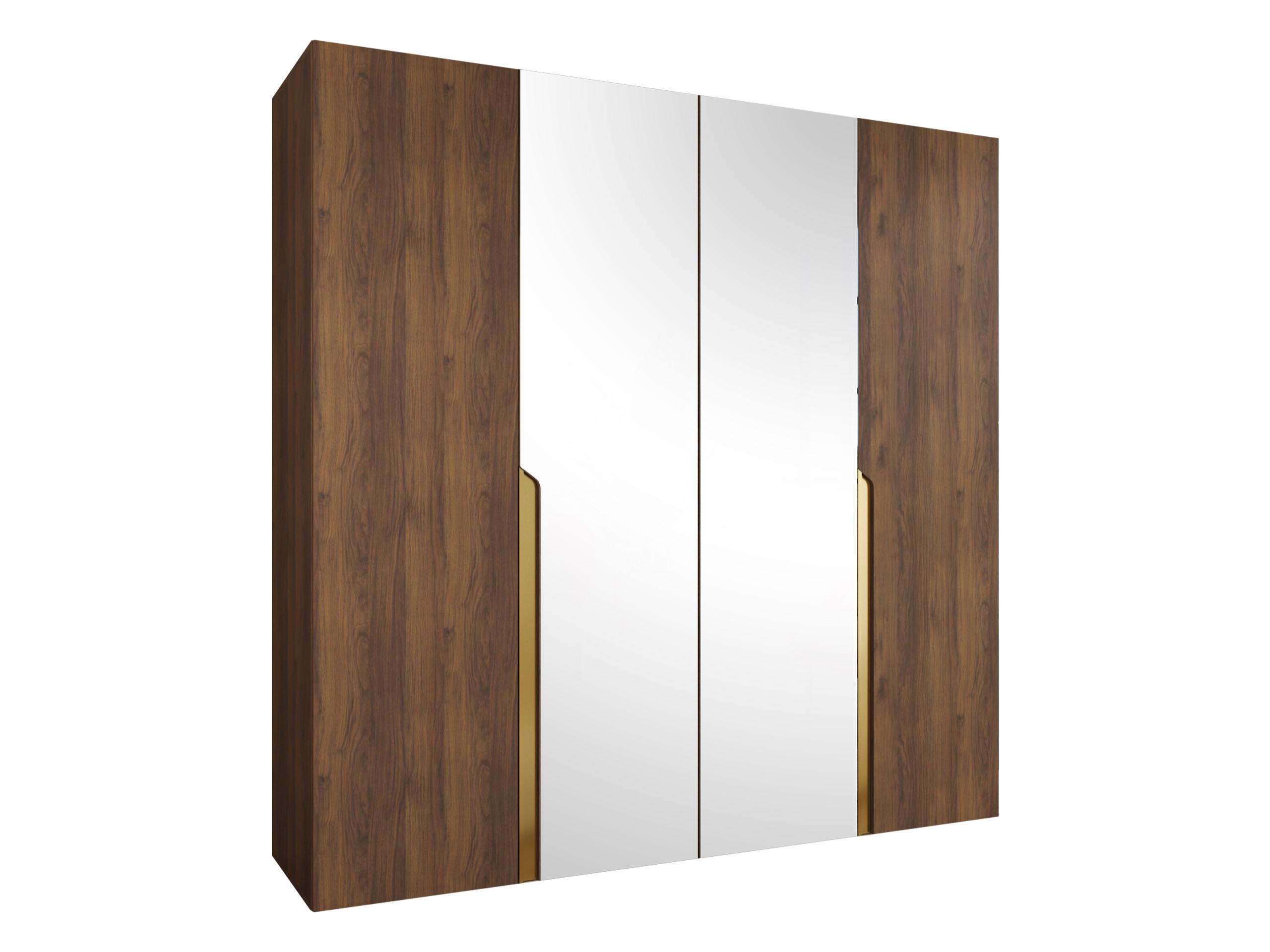 DREHTÜRENSCHRANK Mila II 200 - Goldfarben/Nussbaumfarben, Holzwerkstoff/Kunststoff (200/202/52cm) - MIRJAN24