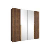 DREHTÜRENSCHRANK Mila II 200 - Goldfarben/Nussbaumfarben, Holzwerkstoff/Kunststoff (200/202/52cm) - MIRJAN24