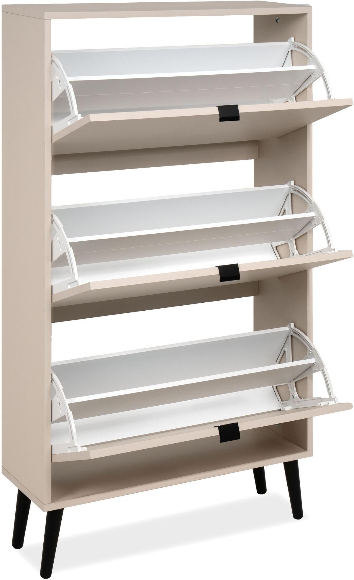 SCHUHKIPPER Vigo 49A samt 125/70/24 cm - Beige/Schwarz, Holzwerkstoff/Kunststoff (70/125/24cm) - Calicosy