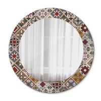 SPIEGEL Ø60 cm Rund mit Aufdruck - Multicolor/Braun, Glas (60/60/0.4cm) - TULUP
