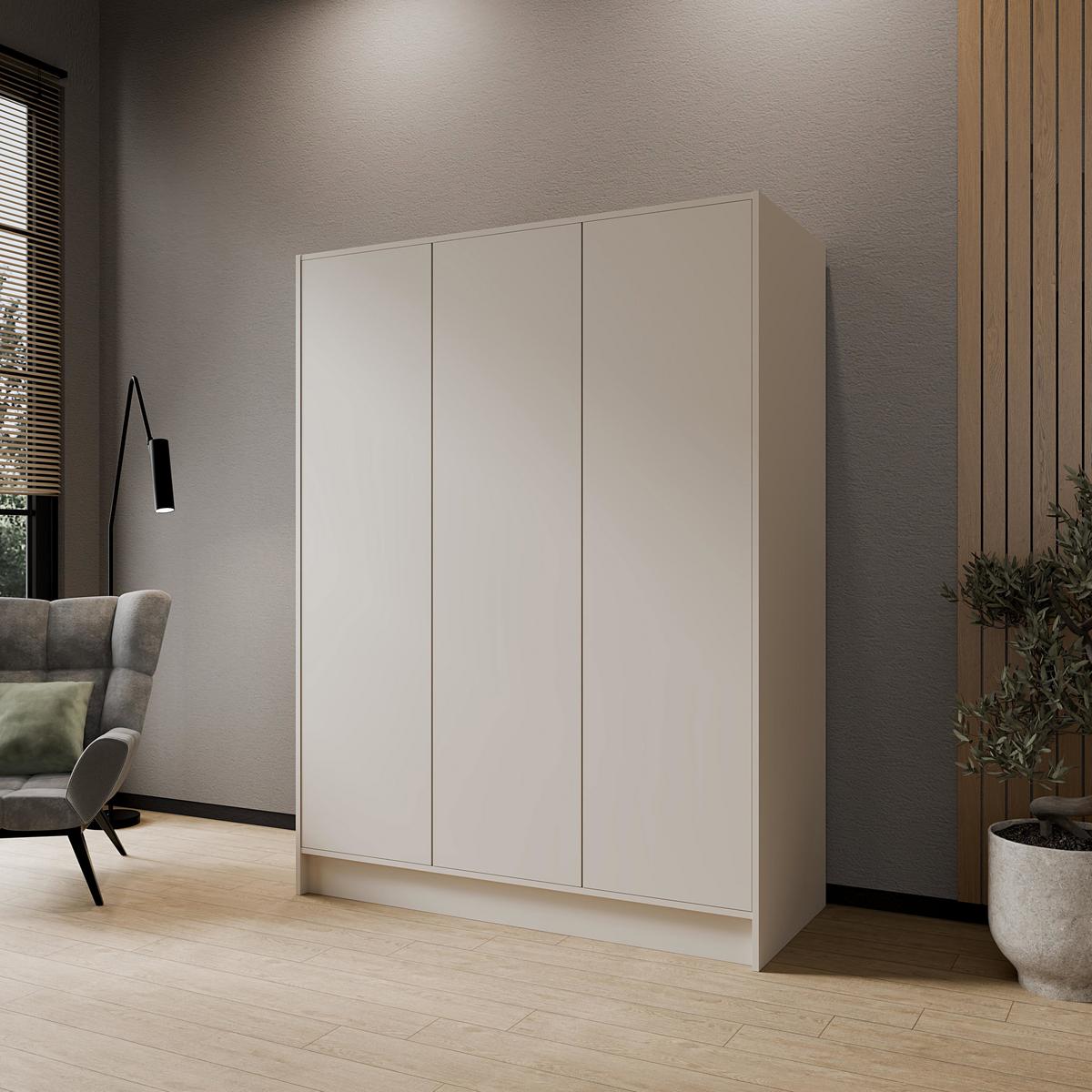 KLEIDERSCHRANK Mono Grifflos im Skandi-Stil, Kaschmir 150/200/51 cm - Kaschmir/Beige, Holzwerkstoff (150/200/51cm) - WFL GROUP