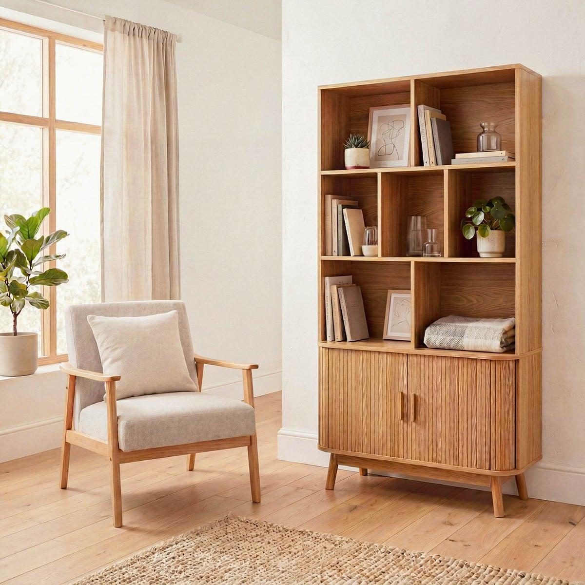 BÜCHERREGAL mit 2 schiebetüren ernest 40/157,5/80 cm - Eschefarben, Holzwerkstoff (80/157.5/35.5cm) - Calicosy
