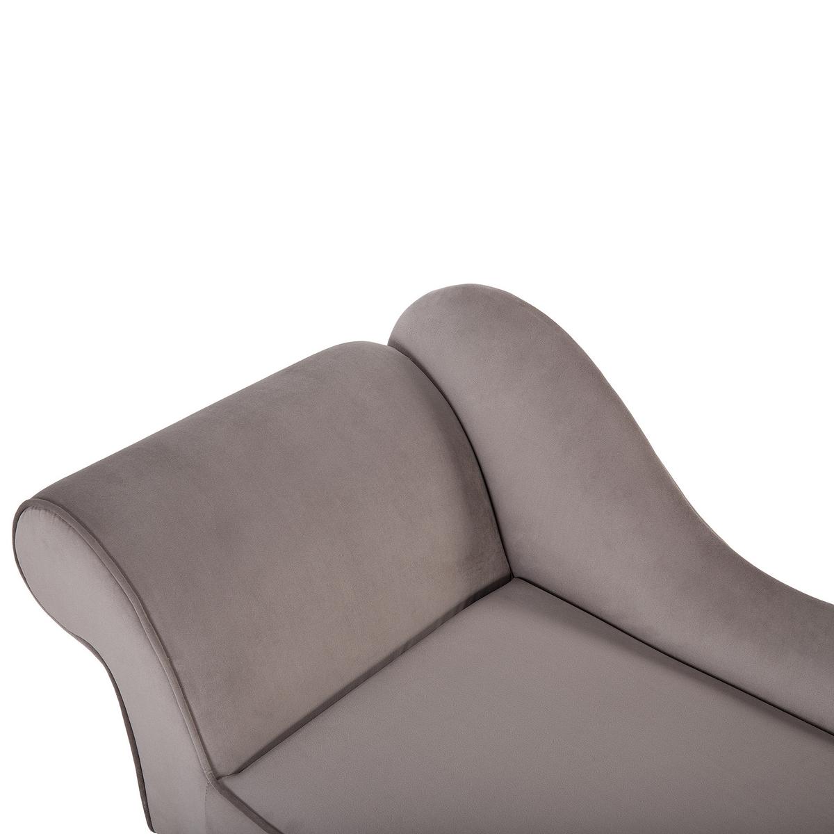 CHAISELONGUE Samtstoff taupe linksseitig Biarritz - Grau, Textil (116/77/56cm) - Beliani