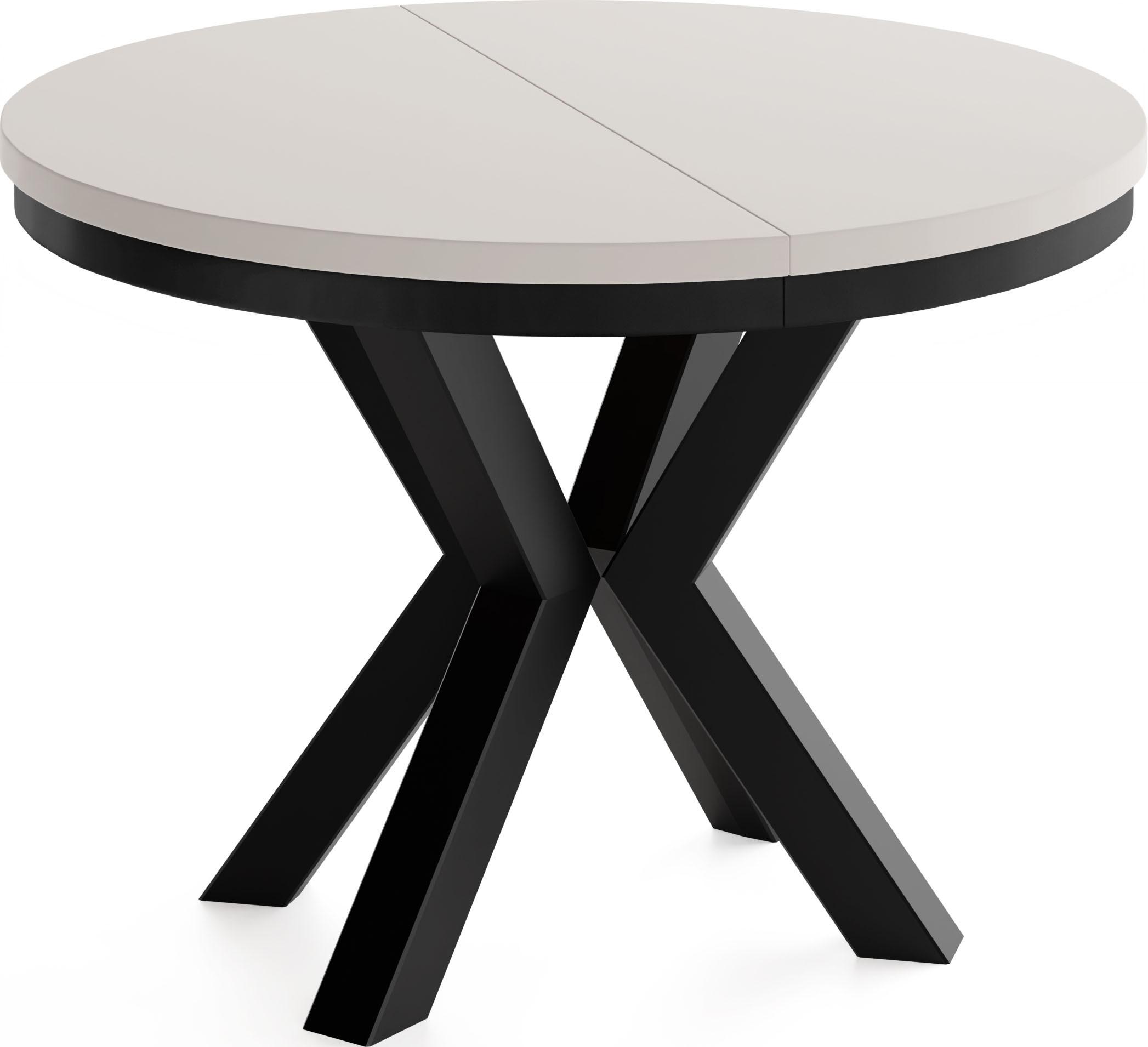 ESSTISCH Clara runder ausziehbarer, Kaschmir 100-180/100/76 cm - Kaschmir/Beige, Holzwerkstoff/Metall (100/180/76cm) - WFL GROUP