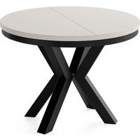 ESSTISCH Clara runder ausziehbarer, Kaschmir 100-180/100/76 cm - Kaschmir/Schwarz, Holzwerkstoff/Metall (100/180/76cm) - WFL GROUP