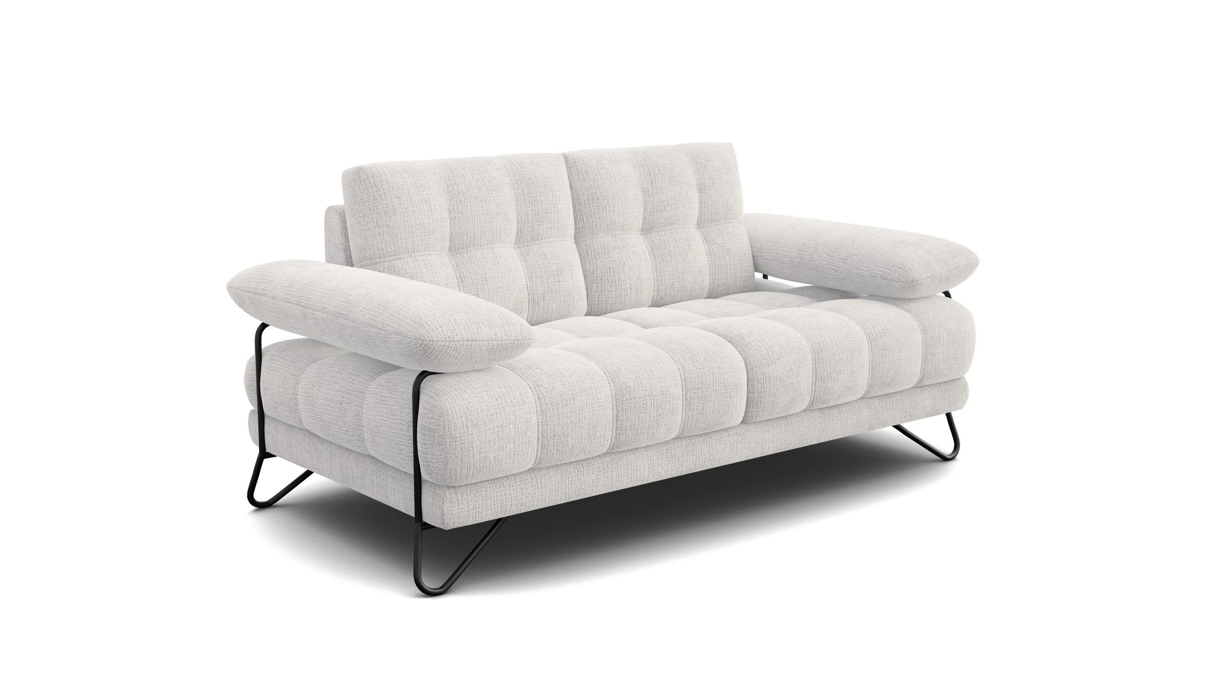 SOFA BUBBARA 2-Sitzer, creme - Creme/Schwarz, Holz/Textil (185/87/96cm) - Wozimo