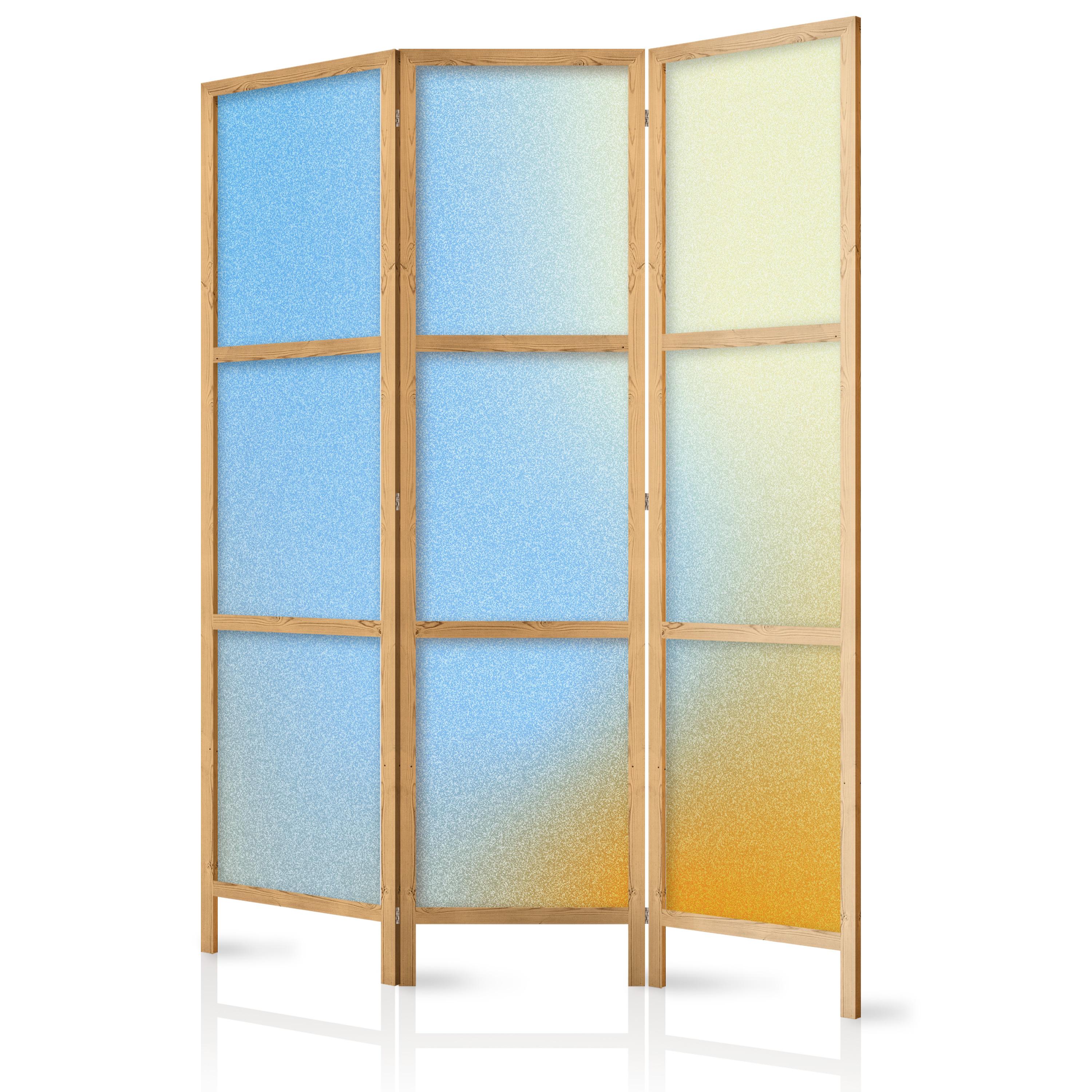 PARAVENT Japanischer 3-tlg 135x172 cm Buntes Ombre - Blau, Holz/Textil (135/172/3cm) - Muralo