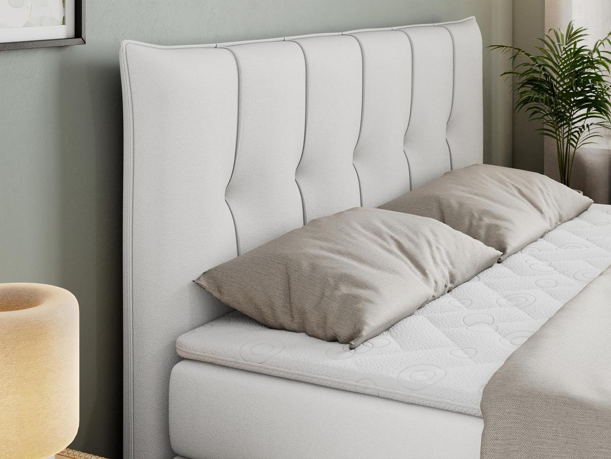BOXSPRINGBETT PREMIUM 10 KING 200/200 Weiß Kunstleder - H3 - Weiß, Holz/Textil (200/200cm) - MKS