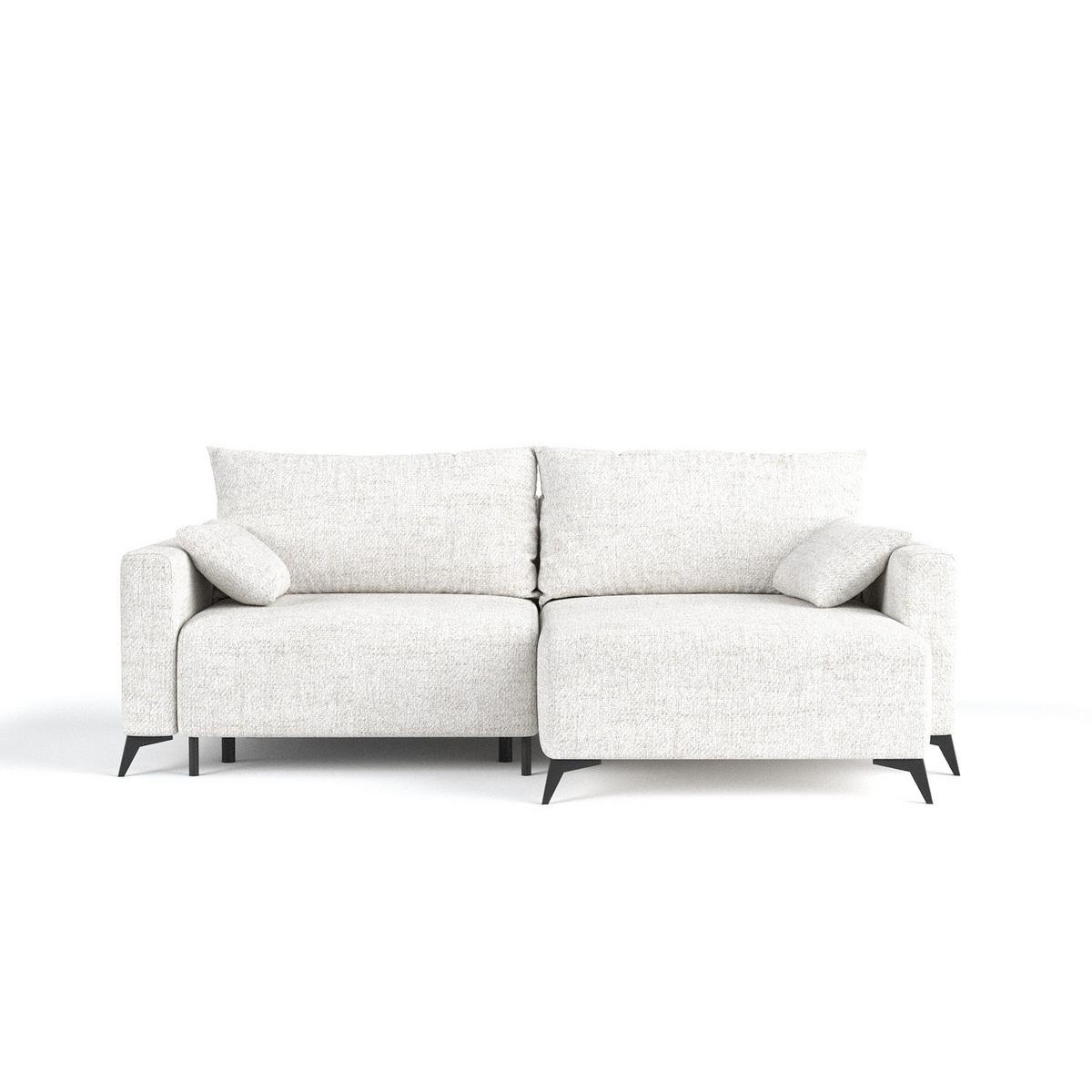 ECKSOFA NUVIO mit Schlaffunktion Creme im Neve Stoff - Creme/Schwarz, Holz/Holzwerkstoff (239/148cm) - AltaBeds