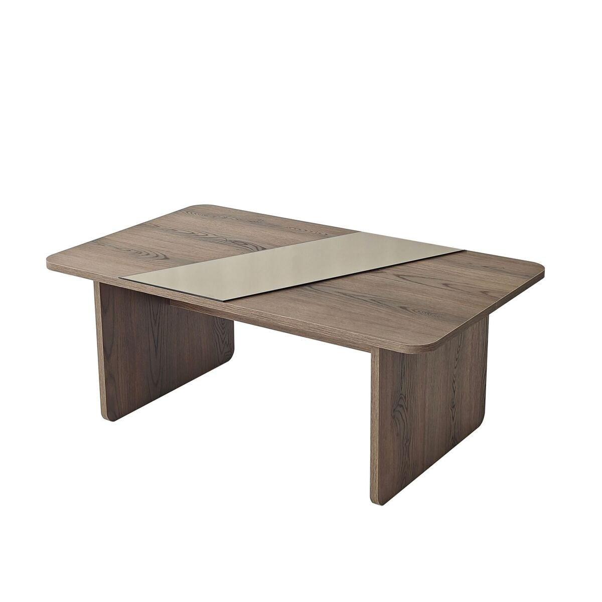 COUCHTISCH mit rechteckiger Spiegelplatte 100/60/40 cm - Naturfarben, Holzwerkstoff (7/60/40cm) - Calicosy