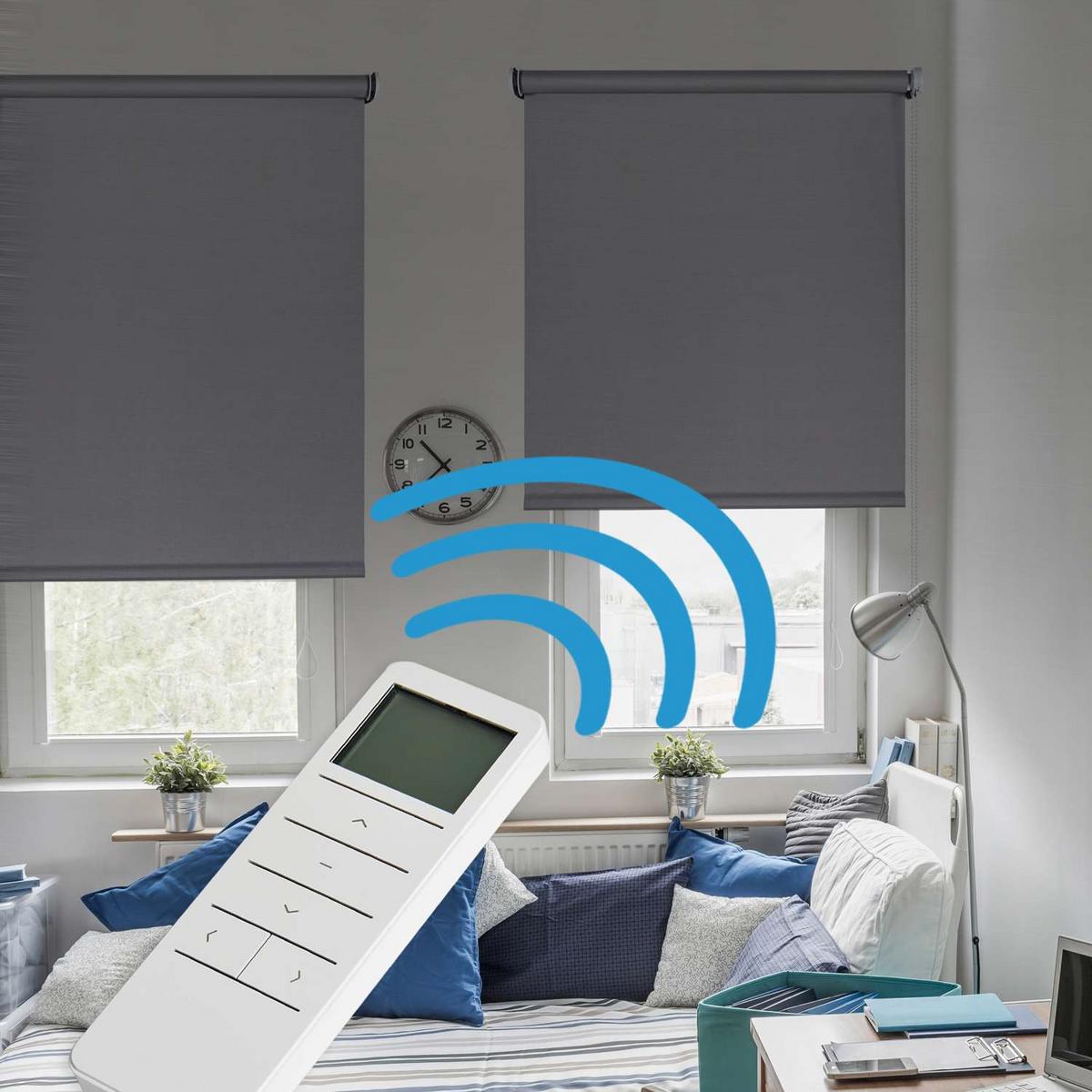 VERDUNKELUNGSROLLO motorisierte Grau 140x250 cm - Grau, Kunststoff (140/250cm) - STORESDECO