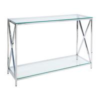 CONSOLENTISCH Glas silber 120/40/76 cm Audet - Transparent/Silberfarben, Glas (40/120/76cm) - Beliani