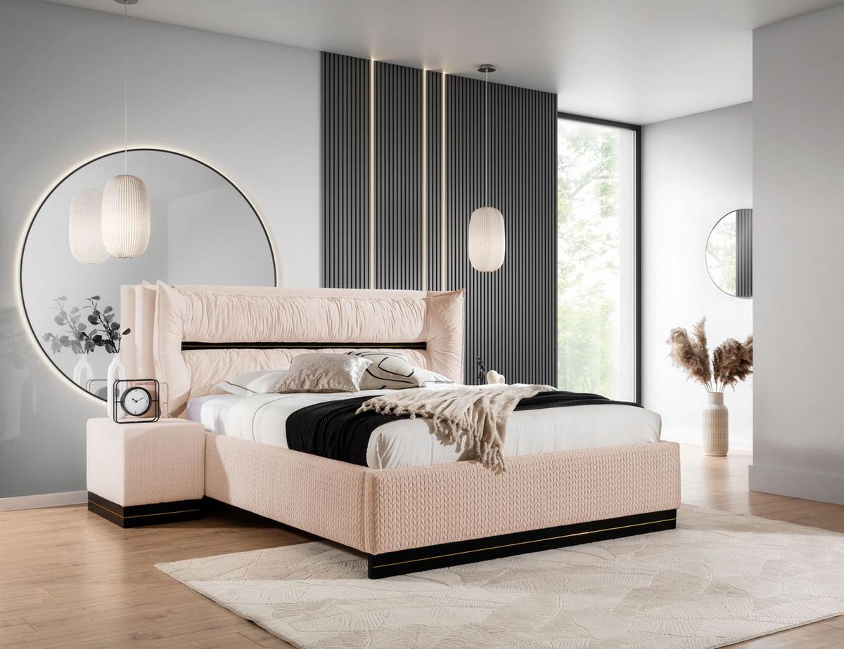 POLSTERBETT Hamilton Magic Velvet Set.1 - Hellrosa, Holzwerkstoff/Textil (160/200cm) - Fun Möbel