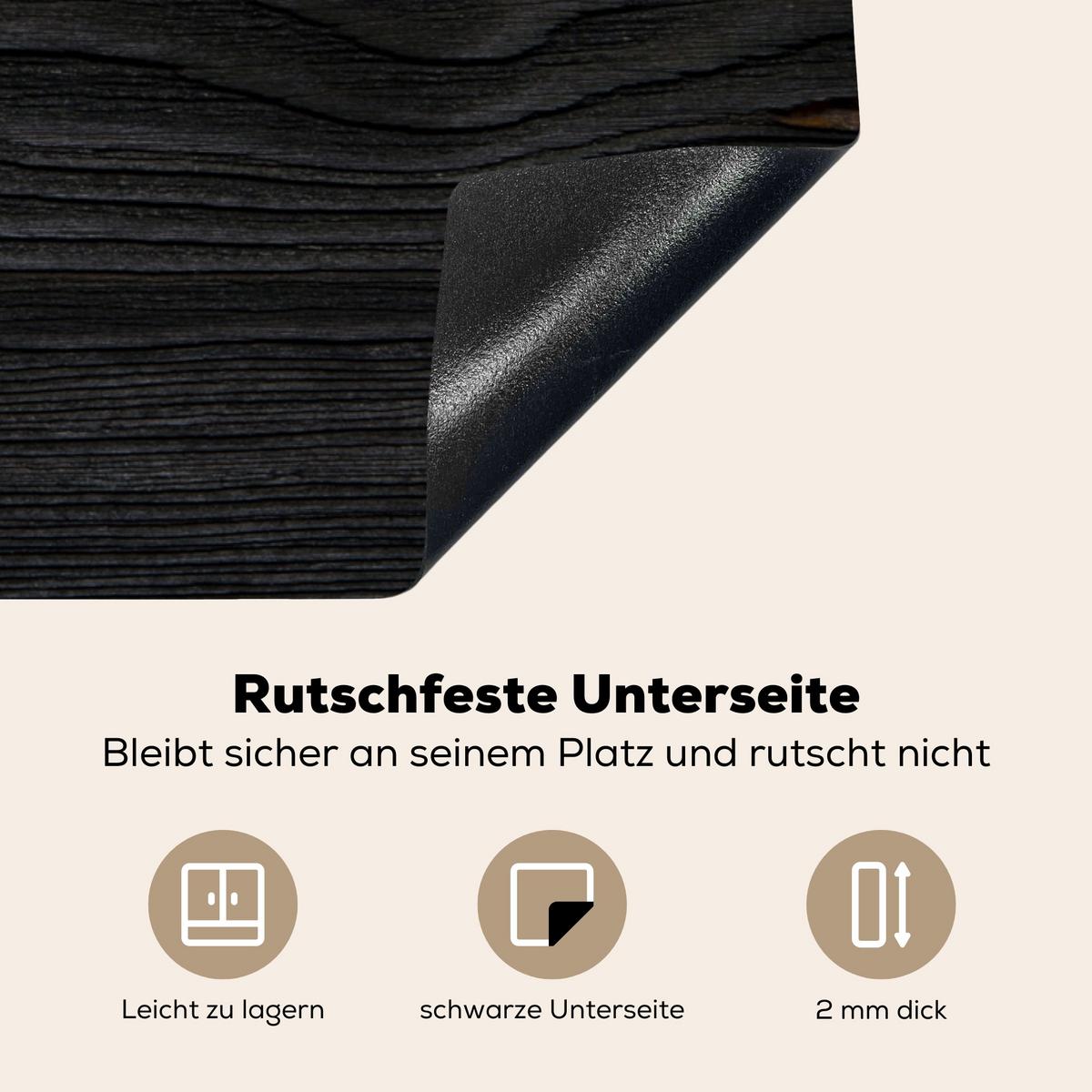HERDABDECKPLATTE Schwarz - Holzoptik Ceranfeldabdeckung 85x52 cm - Schwarz, Kunststoff (85/52/0.2cm) - MuchoWow