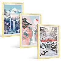 BILDER SET 3er Set - 40x60 cm Goldrahmen - Berglandschaften, Wasserfälle - Goldfarben, Kunststoff (40/60cm) - TULUP