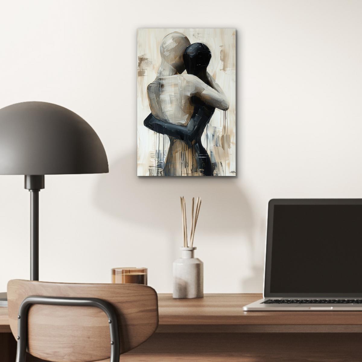 METALLBILD Abstrakt - Liebe - Schwarz und weiß - Modern 20x30 cm - Schwarz, Metall (20/30cm) - MuchoWow
